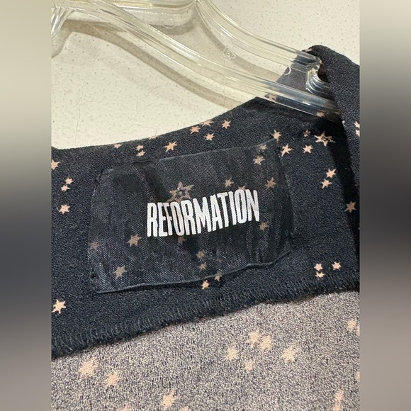 Reformation Star Galaxy Mini Dress Long Sleeve Black Sz 2 - Picture 6 of 8